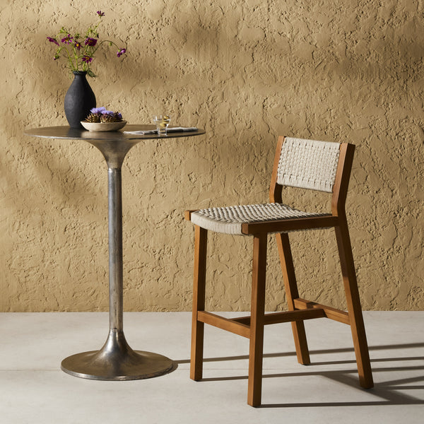 Delano Outdoor Bar Stool In Natural Teak