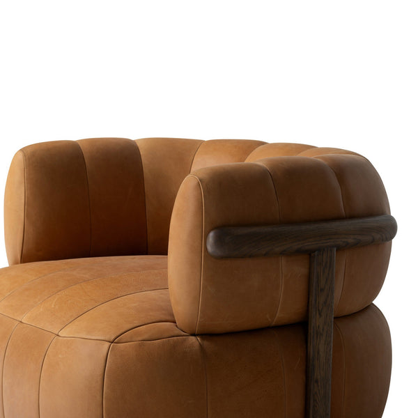 Doss Swivel Chair In Terra Brown Oak