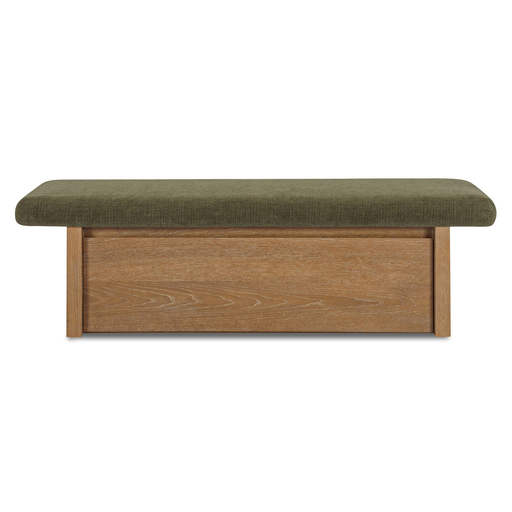 Gemma Storage Bench Dark Green with Wooden Base