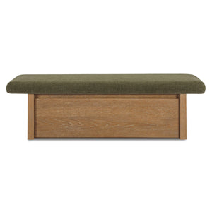 Gemma Storage Bench Dark Green with Wooden Base