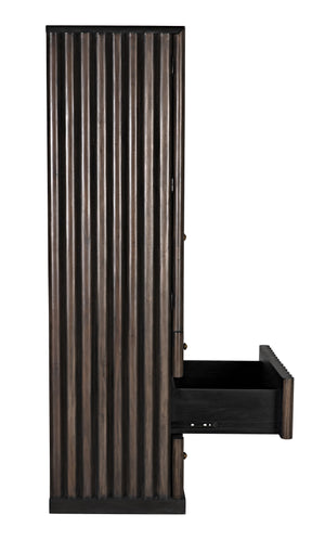 Amunet Mahogany Hutch in Pale Finish with Light Brown Trim and Brass Pulls