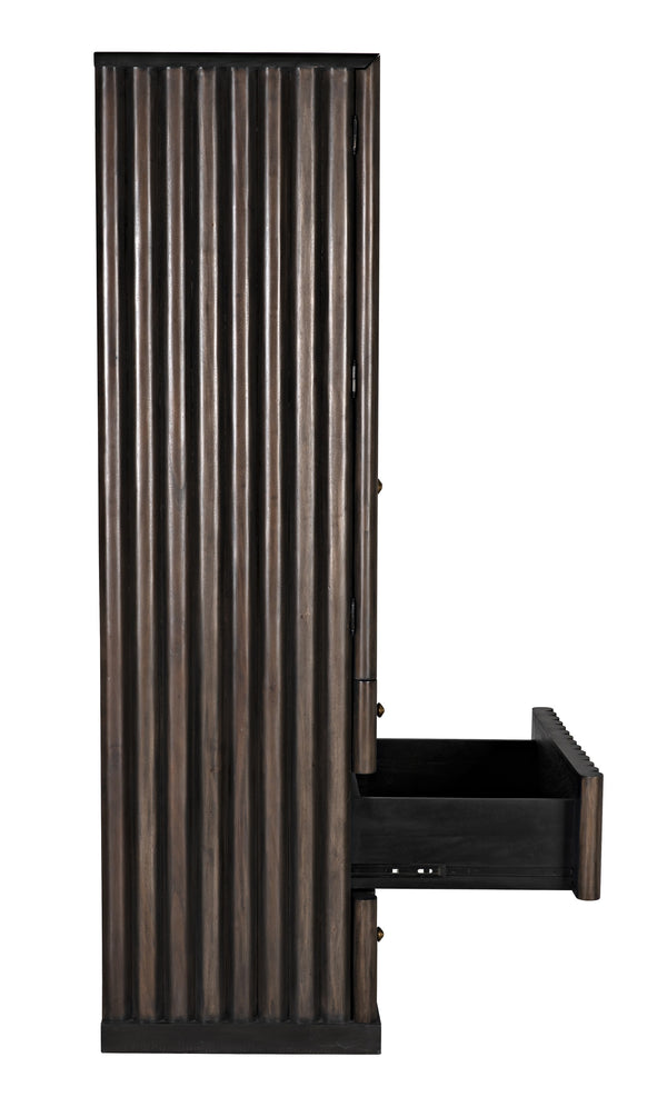 Amunet Mahogany Hutch in Pale Finish with Light Brown Trim and Brass Pulls