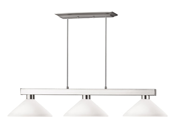 Cobalt 3 Light Billiard Light in Brushed Nickel Finish