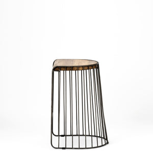 Seagram 25.6" Seat Height Brown Wood Seat Black Metal Frame Stool