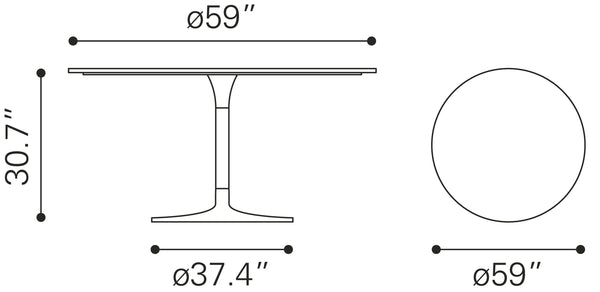 Star City Dining Table 60" Gray