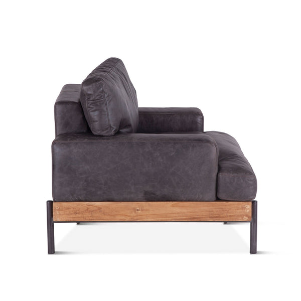 Portofino Distressed Antique Ebony Leather Armchair