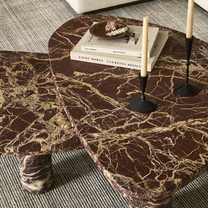 Zion Coffee Table Set - Merlot Marble