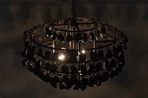 Vulcan Chandelier, Black Steel with Black Glass