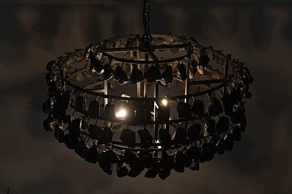 Vulcan Chandelier, Black Steel with Black Glass