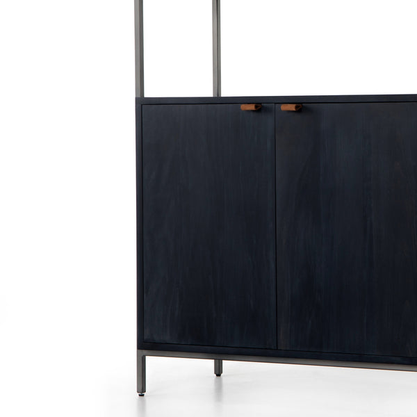 Trey Modular Wide Bookcase In Black Wash