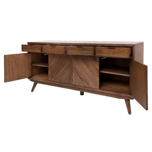 Piero Chevron Buffet 4 Drawers + 4 Doors In Monterey Brown