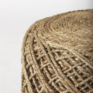 Allium Brown Handwoven Wool Cylindrical Pouf