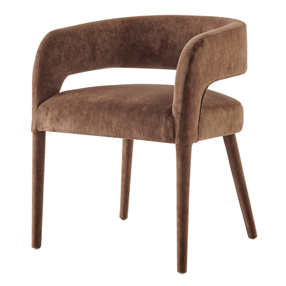 Lauryn Velvet Dining Side Chair, Dainty Dark Brown