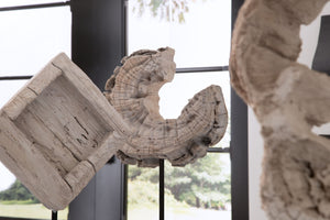 Eroded Wood Circle Sculpture on Stand , Assorted