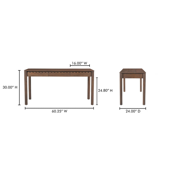 Moe's Wiley Desk with Scalloped Edges in Brown