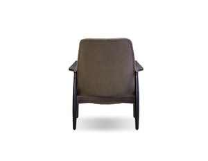 REYNOLDS Occasional Chair in black matte frame/ash grey fabric/black leather