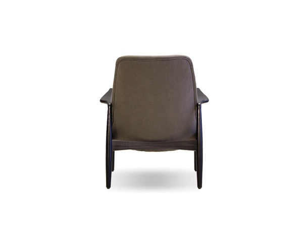 REYNOLDS Occasional Chair in black matte frame/ash grey fabric/black leather