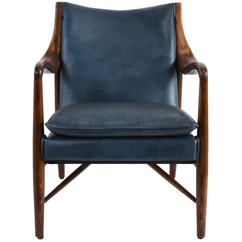 Kiannah Leather Club Chair in Ocean Blue