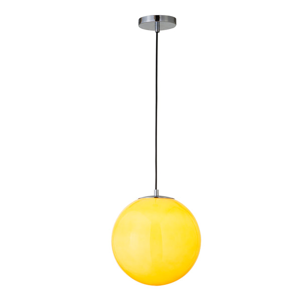 Ida Pendant Light with Amber Shade and Silver Detail