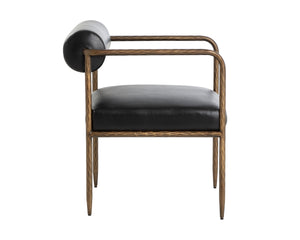 AJANI DINING ARMCHAIR - CHARCOAL BLACK LEATHER