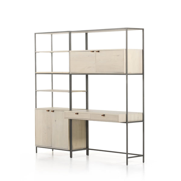 Trey Modular Wall Desk W/ 1 Bookcase - Dove Poplar