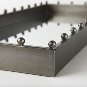 Elio 29.9L x 13.0W x 2.6H Gun Metal Gray Metal W/Studs and Mirrored Bottom Rectangle Tray