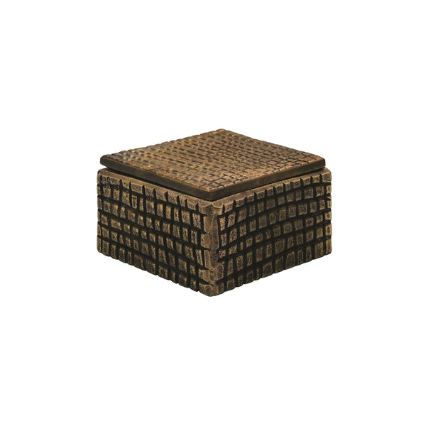 SMALL BRASS ALUMINUM BOX WITH REPTILE TEXTURE