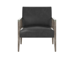 EARL LOUNGE CHAIR - ASH GREY - BRENTWOOD CHARCOAL LEATHER