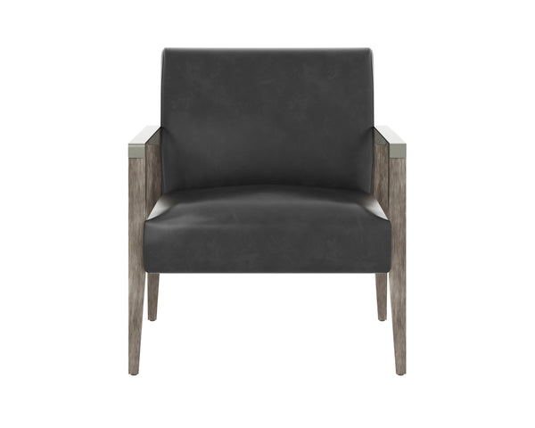 EARL LOUNGE CHAIR - ASH GREY - BRENTWOOD CHARCOAL LEATHER