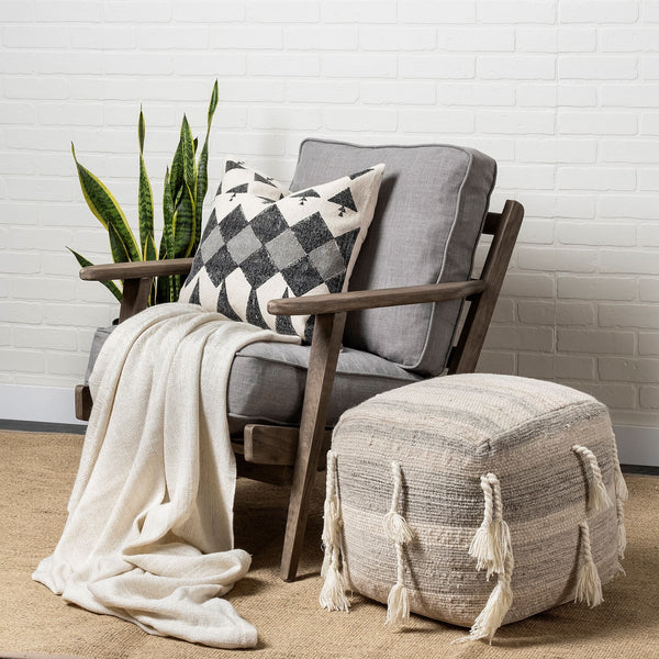 Olympus II Flint Gray Fabric Covered Wooden Frame Accent Chair