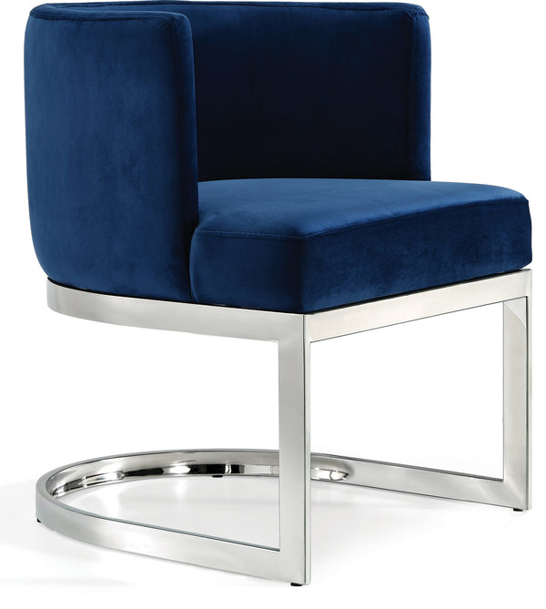 Donna Dining Chair In Navy Velvet and Chrome