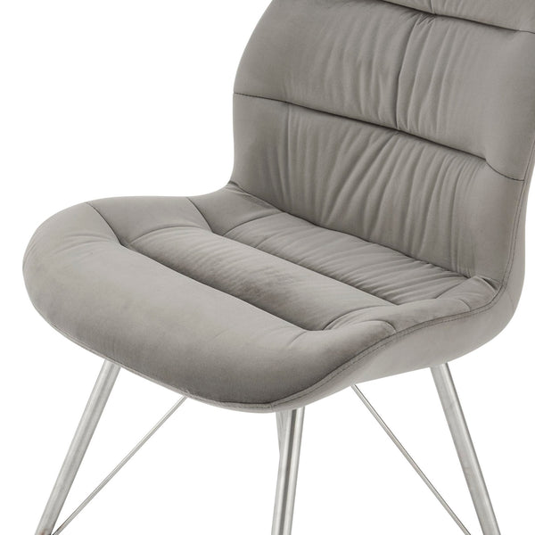 Raven Velvet Fabric Dining Side Chair In Gravel Gray (Set of 2)