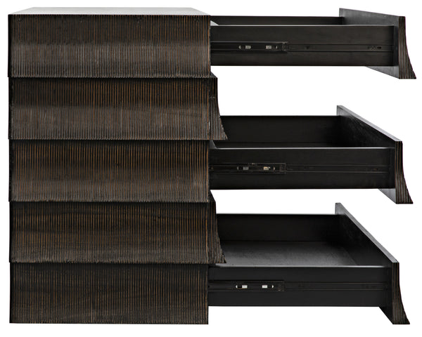 Ava Mahogany Dresser in Hand-Rubbed Black with Light Brown Highlights