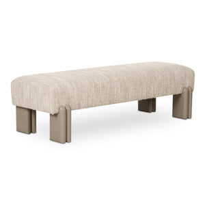 Priya Bench Off White with High-Gloss Iron Legs