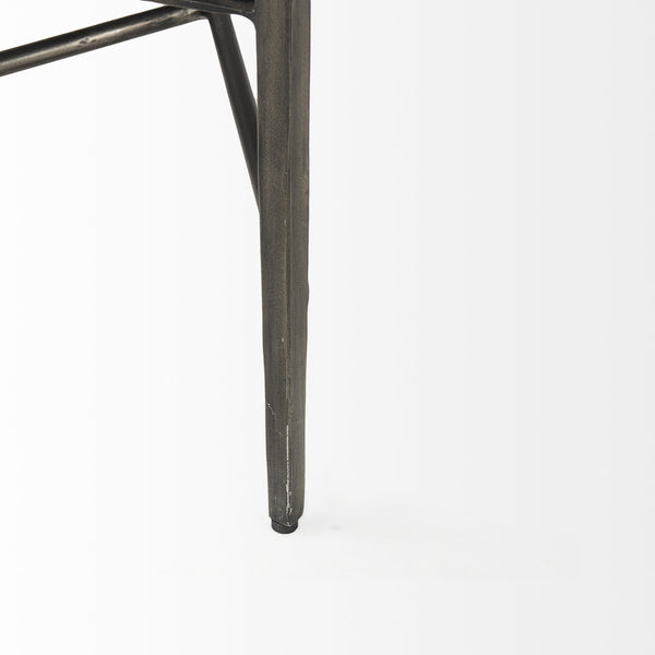 Charlotte  55.0L Gray Herringbone Fabric Seat w/ Antique Nickel Metal Frame Bench
