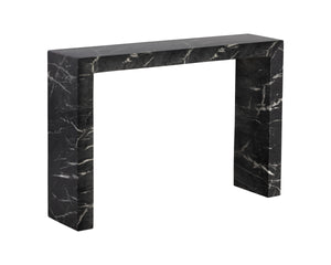 AXLE CONSOLE TABLE - MARBLE LOOK - BLACK