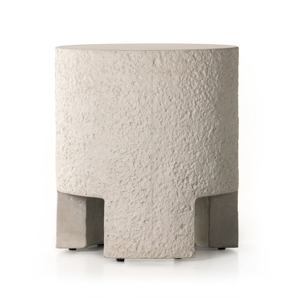 Kember Outdoor End Table In Blanc White