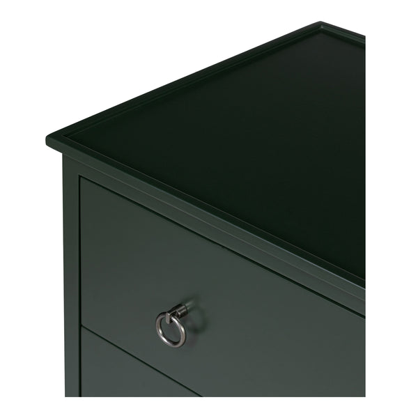 Reagan 3-Drawer Nightstand in Deep Green with Metal Handles
