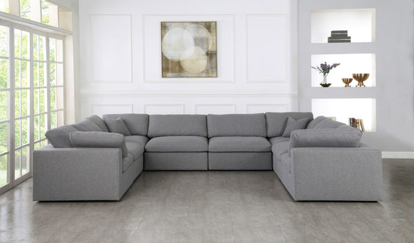 Carmen Cloud Modular Sectional In Grey Linen Fabric