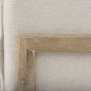 Roy II Beige Upholstered and Brown Wood Frame Arm Chair