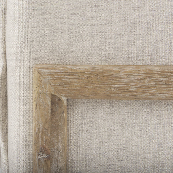 Roy II Beige Upholstered and Brown Wood Frame Arm Chair