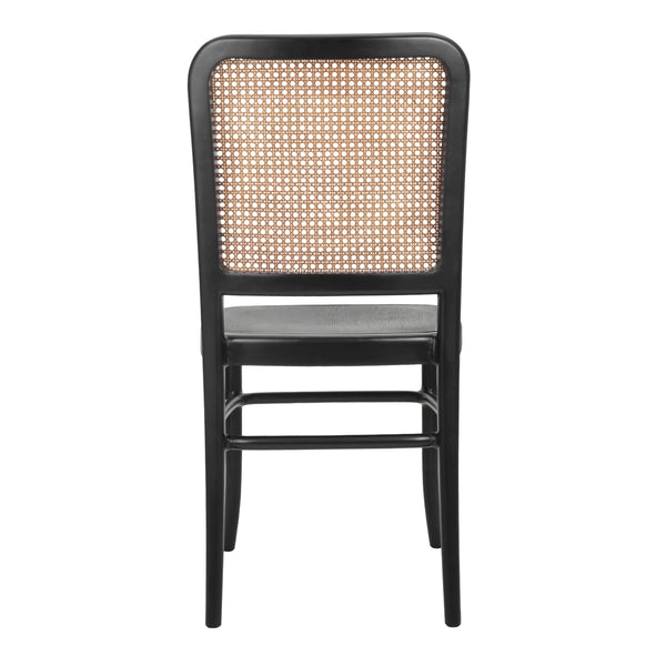 Sonora Rattan Dining Side Chair Wood Seat, Black/Natural