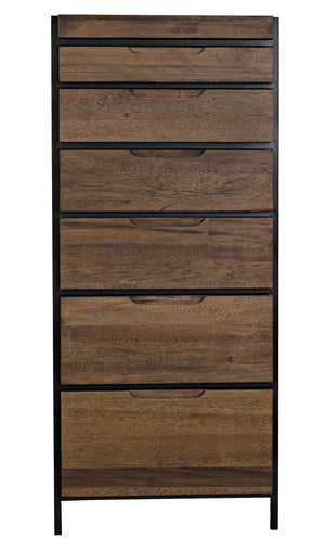 Seoul Tallboy Dark Walnut and Industrial Steel Chest of Drawers