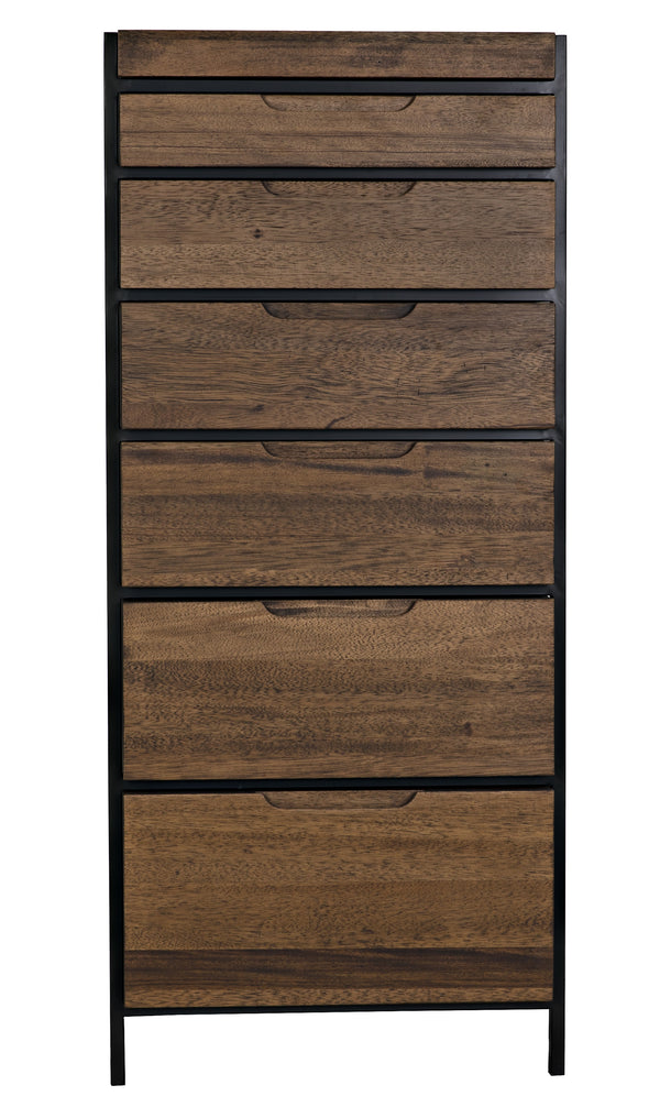 Seoul Tallboy Dark Walnut and Industrial Steel Chest of Drawers