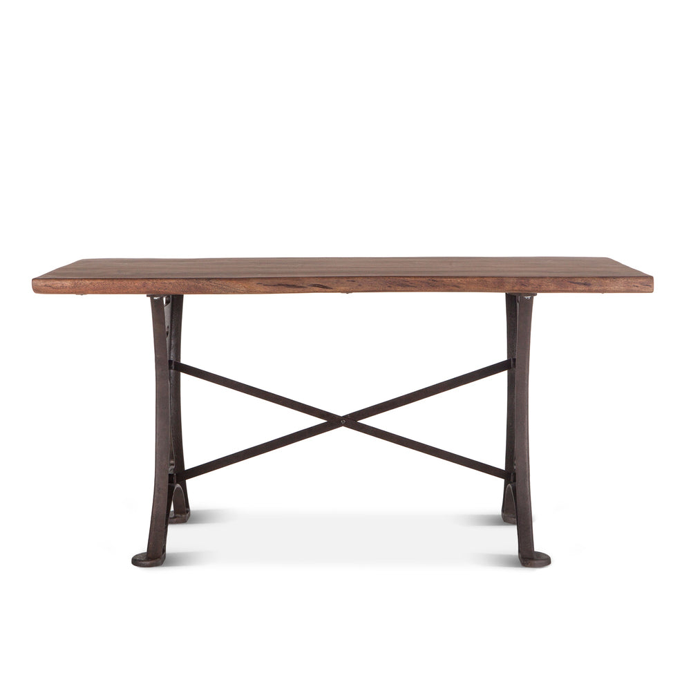 Organic Forge 72-Inch Live Edge Gathering Table with Antique Zinc Base