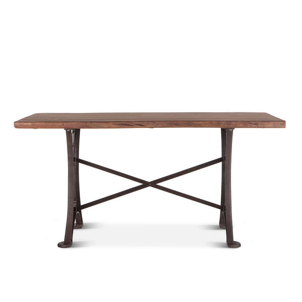 Organic Forge 72-Inch Live Edge Gathering Table with Antique Zinc Base