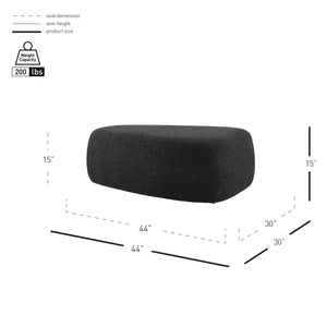 Carlese Boucle Big Ottoman, Palladian Charcoal