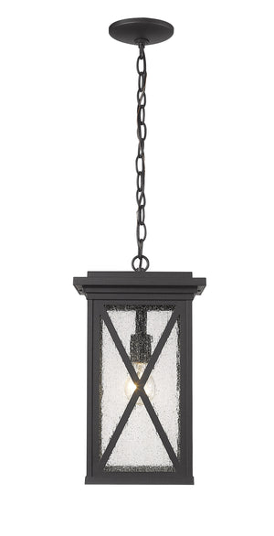 Brookside 1 Light Outdoor Chain Mount Ceiling Fixture in Black Finish