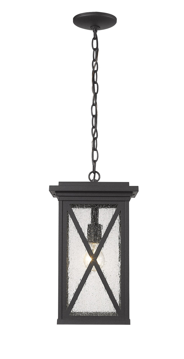 Brookside 1 Light Outdoor Chain Mount Ceiling Fixture in Black Finish