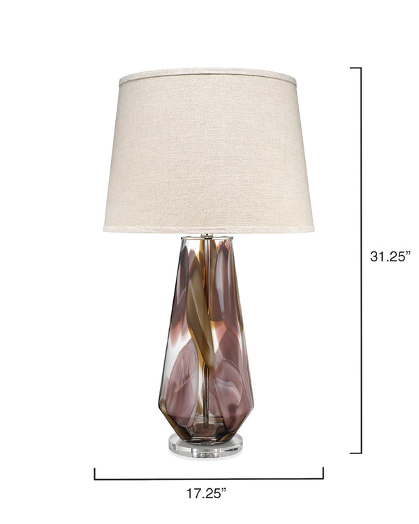 Watercolor Glass Table Lamp with Linen Shade